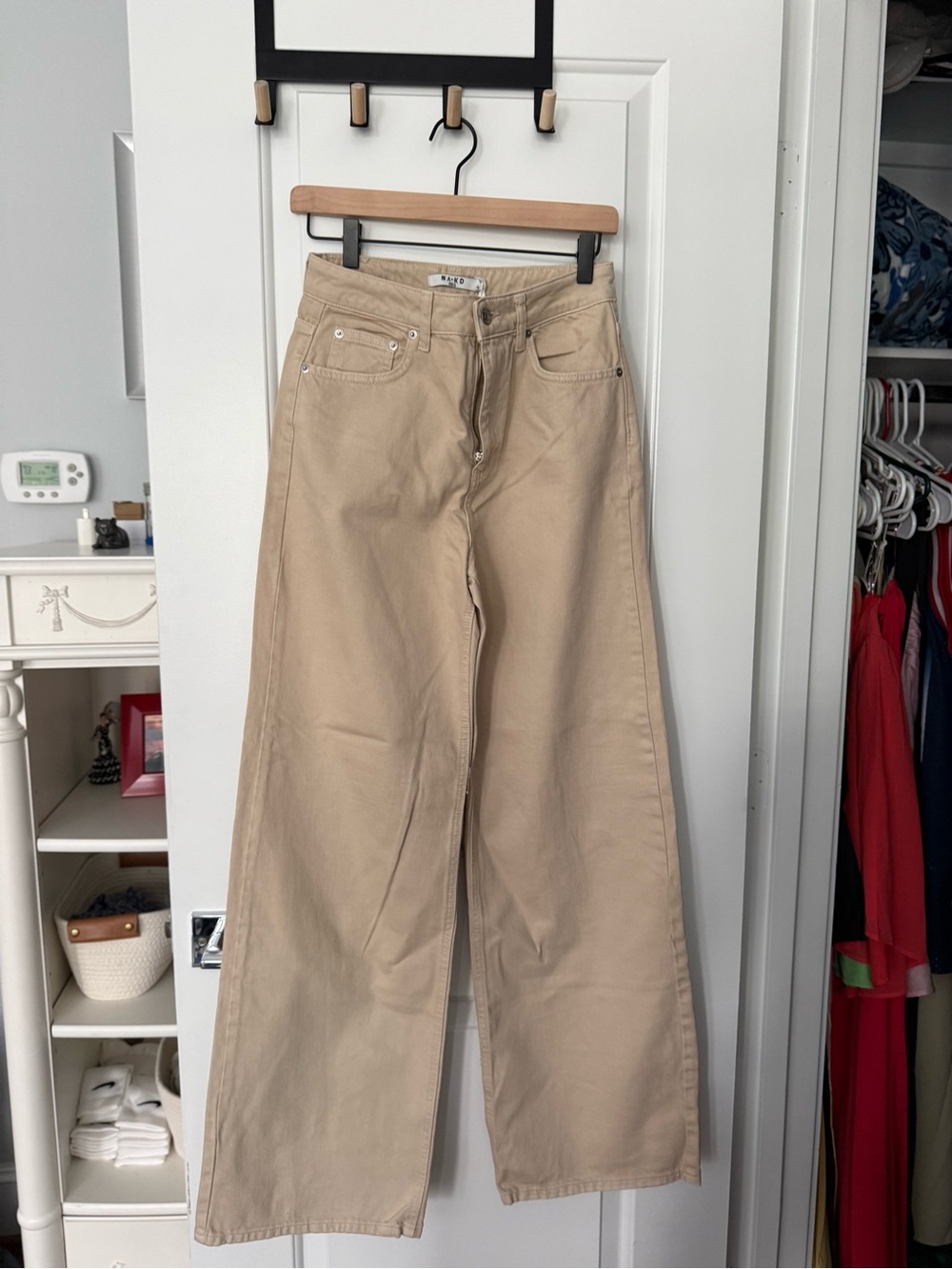Wide Leg Cotton Jeans in Tan - ZARA